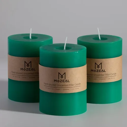 Vista 57 de MOZEAL Juego de 3 velas sin perfume vertidas a mano de 3 x 6 pulgadas, velas tipo pilar sin goteo, combustión de larga duración, aproximadamente 120