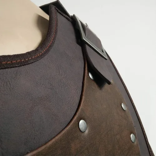 Vista 9 de HiiFeuer Viking Warrior - Armadura de pecho de piel sintética, armadura de cuero retro de caballero, armadura medieval para LARPCosplay