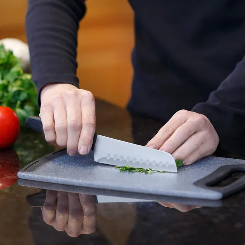 Vista 5 de Glad Juego de cuchillos con tabla de cortar, 5 piezas Cuchillos Santoku afilados y utilitarios con cubiertas de cuchillas y bloque de cortar