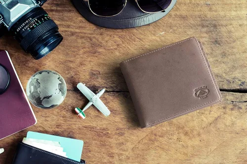 Vista 3 de Cartera plegable de piel Stealth Mode para hombre con ventana de identificación y bloqueo RFID