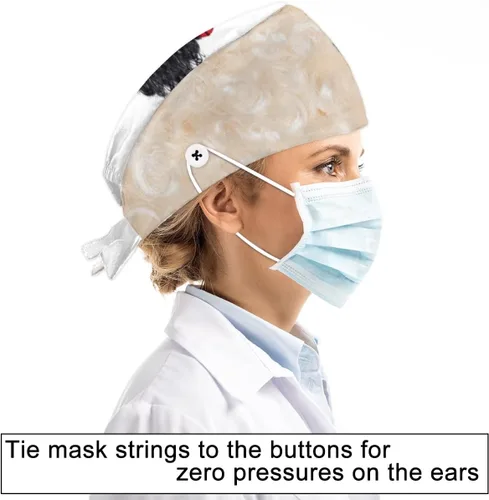 Vista 2 de Gorra médica con patrón de textura fresca con botones ajustables para mujer
