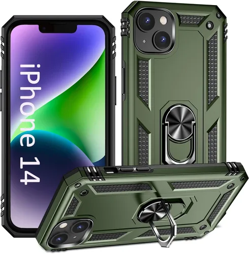 Vista 25 de ADDIT i Phone 14 Pro - Funda para iPhone 14 Pro, con anillo de soporte, soporte ajustable, grado militar, protección resistente, a prueba de golpes