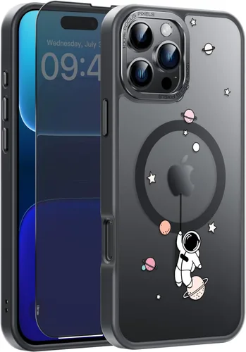 Vista 109 de Goodon para iPhone 15 Pro Max con protector de pantalla de privacidad, compatible con Magsafe, funda translúcida mate a prueba de golpes - Linda