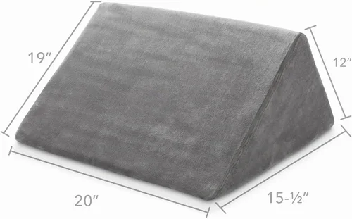 Vista 2 de Saloniture Cojín de mesa de masaje triangular con cuña para debajo de la rodilla, extra grande, 19 x 12 x 20 x 15.5 pulgadas, terciopelo gris