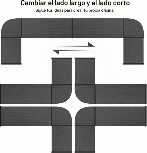 Vista 4 de ivinta Escritorio en forma de L con bandeja para teclado y soporte para CPU, escritorio de esquina reversible moderno de 58 pulgadas para espacios