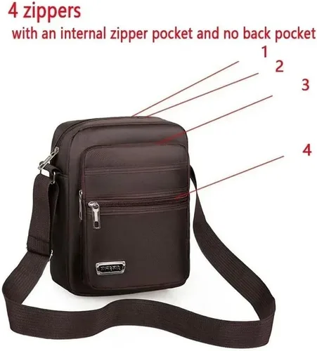 Vista 2 de Bolso bandolera de lona para hombre, bolso bandolera para hombre, bolso cruzado para hombre, bolso de hombro negro