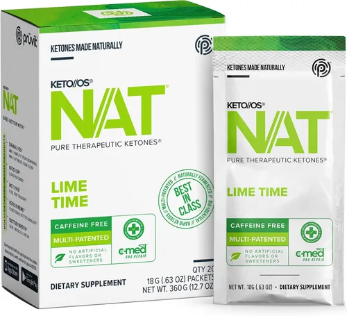 Vista 7 de Pruvit Keto/ OS NAT - Lime Time - Cetonas terapéuticas puras cargadas con C-Med 100, mezcla multipatentada, sin sabores artificiales, 20 sobres