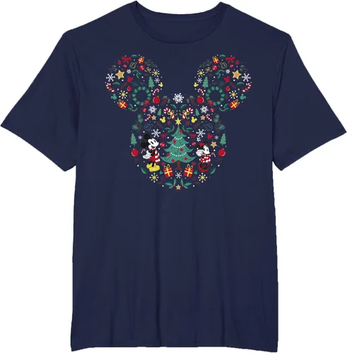 Vista 15 de Disney Mickey y Minnie Mashup Navideño Camiseta de Manga Corta Negro