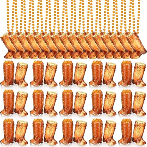 Vista 10 de Sieral 12 Piezas de Vasos de Chupito de Bota en Collar con Cuentas, Collar de Vaso de Chupito de Vaquera de Plástico, Collar de Vaso de Chupito