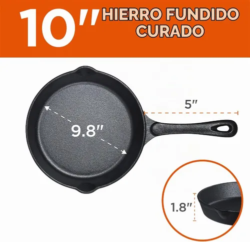Vista 7 de Commercial CHEF Juego de sartenes de hierro fundido de 3 piezas