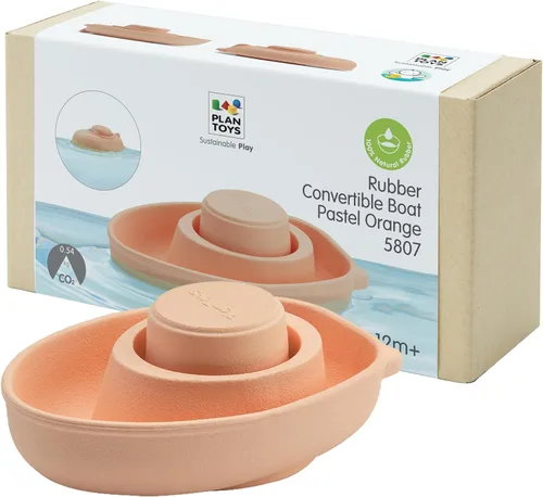 Vista 15 de PlanToys® Juguete de baño de barco de carga para niños pequeños Barco flotante con bloques de carga para jugar en el agua Juguete educativo