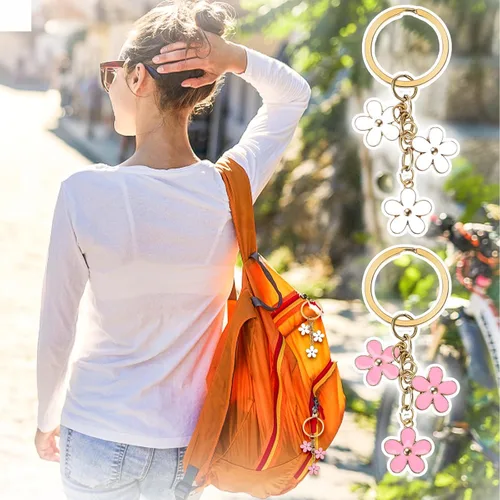 Vista 7 de 2 llaveros de flores para mujer, llavero colgante de llavero para decoración para niñas, el mejor regalo