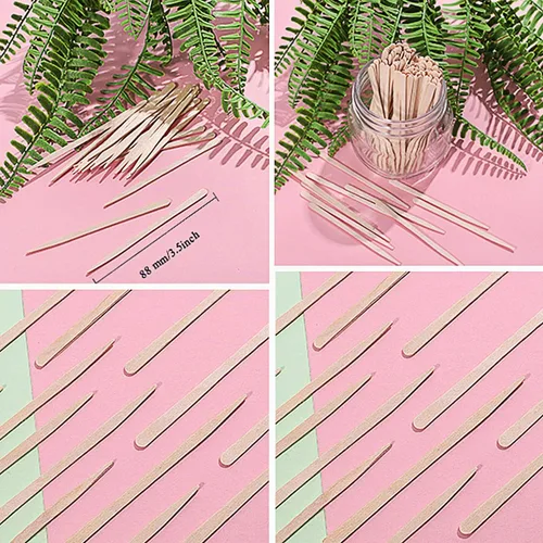 Vista 3 de Whaline 400 piezas de palitos de cera pequeños aplicadores de espátulas de madera, aplicador de cera de madera para depilación facial y eliminación