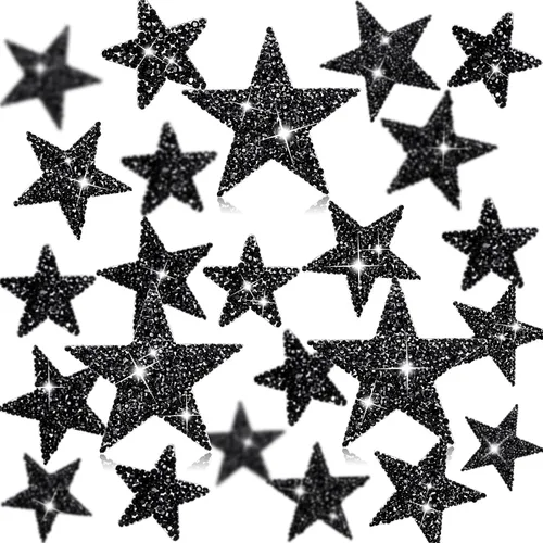 Vista 13 de Syhood 24 parches de estrellas para hierro, 1.57/2.36/3.15 pulgadas, color Plateado