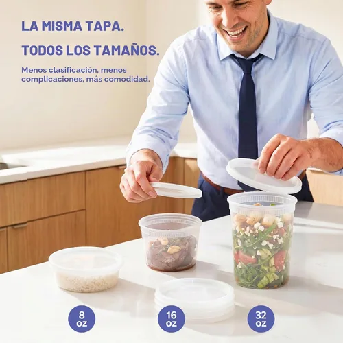 Vista 7 de GUSTO Contenedores de plástico de 8 onzas con tapas