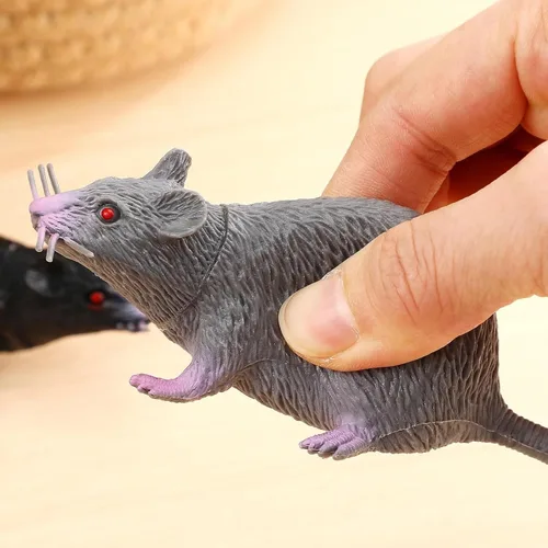 Vista 4 de 4 ratas falsas de Halloween, ratas realistas de plástico, ratones sintéticos, ratones, ratas, broma, regalo de decoración para trucos (rata)
