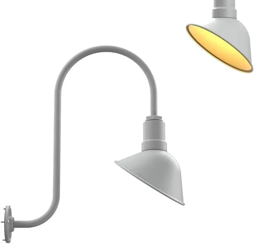 Vista 56 de Steel Lighting Co. Luz de Letrero de Tienda Venice para Pared de Acento de Restaurante al Aire Libre Cúpula de 9 pulgadas Brazo Recto de 6