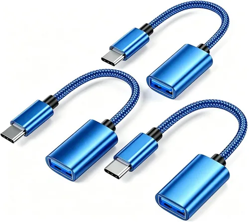 Vista 10 de Adaptador USB C a USB 3.0 [3 unidades], USB C macho a USB hembra OTG cable Thunderbolt3 a USB adaptador compatible con MacBook Pro/Air, iPhone 16
