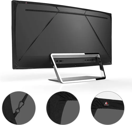 Vista 5 de Funda universal para TV interior, tela de licra suave, protector universal de pantalla plana de 43 pulgadas a prueba de polvo (43 pulgadas, negro)