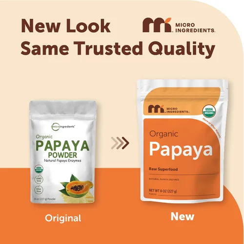 Vista 4 de Micro Ingredients Polvo de Fruta de Papaya Orgánica, 8 Onzas, Liofilizado, Naturalmente Rico en Enzima de Papaya, Apoya la Función Antioxidante