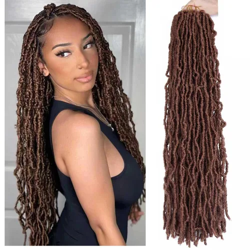 Vista 60 de 6 Paquetes Soft Locs Cabello de Ganchillo Pre Looped Faux Locs Trenzas de Ganchillo Goddess Locs Dreadlocs Cabello Sintético Para Mujeres Negras 1b