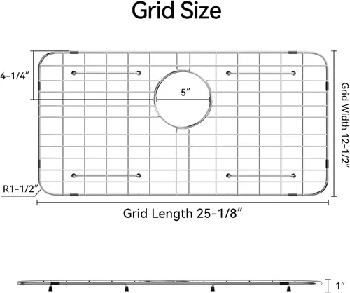 Vista 2 de Kitchen Sink Grid and Sink Protectors 25-1/8" X 12-1/2" Rear Drain Stainless Steel Sink Grids for Bottom of Kitchen Sinks