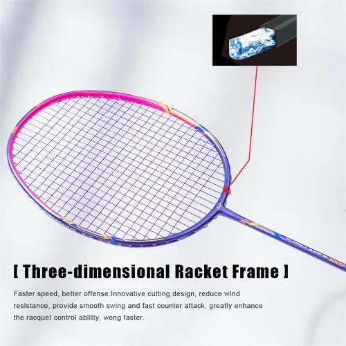 Vista 8 de Raqueta de bádminton de fibra de carbono 10U GJ 1.83 oz ultra ligera máxima 38 libras profesional principiante
