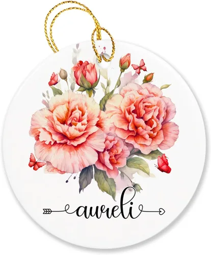 Vista 23 de Adorno personalizado de flor de azalea para la primera Navidad, adorno personalizado de Azalea 1ª Navidad, recuerdo de flores para amigos, regalo