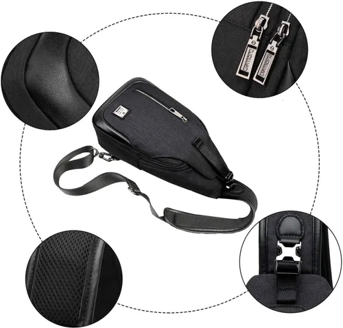Vista 5 de Bolso bandolera pequeño con mochila cruzada sobre el hombro para hombres y mujeres de viaje al aire libre bolso ligero con bandolera en el pecho
