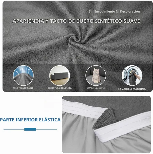 Vista 4 de Fundas para sofá modular, funda para sofá con aspecto de cuero, forma de L, 2 piezas, funda elástica suave para sofá seccional, protector de muebles