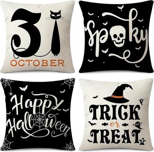 Vista 16 de Fundas de almohada de estilo navideño a cuadros de búfalo negro y blanco 45x45 centímetros (Negro a cuadros de búfalo)