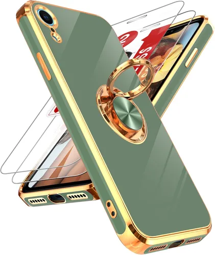 Vista 119 de LeYi Funda para iPhone XR: con Protector de Pantalla de Vidrio Templado [Paquete de 2] Soporte de Anillo Giratorio de 360°, Soporte Magnético