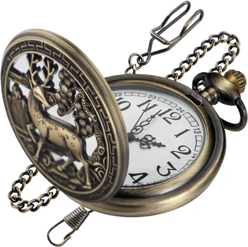 Vista 12 de Bronze G Quartz Pocket Watch for Men, Men's Quartz Pocket Watch with Chain Anime-G