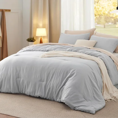 Vista 8 de Bedsure Juego edredón suave prelavado individual/individual XL, 365 días, cálido relleno alternativo GentleSoft™, 1 edredón ligero:68x88 pulgadas