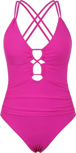 Vista 6 de Hilor Traje de baño de una pieza con aros para mujer, cuello en V, sexy, con recorte, monokini