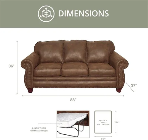 Vista 6 de American Furniture Classics Sedona - Juego de sofá cama de 4 piezas, color marrón