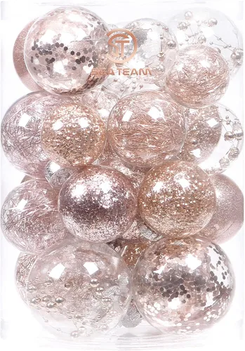 Vista 59 de Sea Team Juego de bolas de Navidad de plástico transparente, inastillables, varios tamaños, bolas decorativas de Navidad con decoraciones delicadas