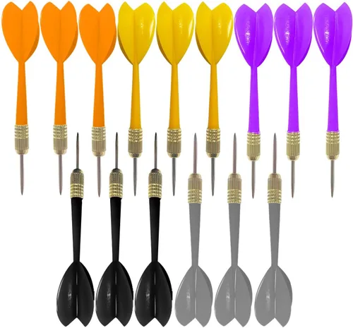 Vista 9 de BBstep - Dardos de punta de acero coloridos, 15 unidades, 0.21 oz, colores surtidos.