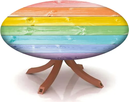Vista 16 de Mantel redondo ajustable con patrón marítimo, borde elástico, adecuado para catering y cocina, se puede limpiar con el mantel de mesa redonda