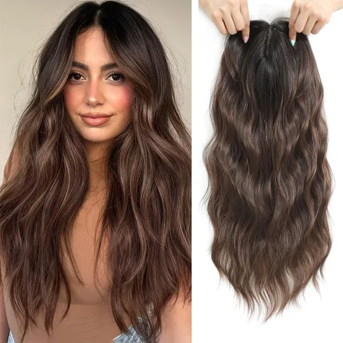 Vista 16 de PANEWAY Toppers de pelo de 7 x 7 pulgadas para mujeres con cabello fino, pelucas de 20 pulgadas para mujer, 1B