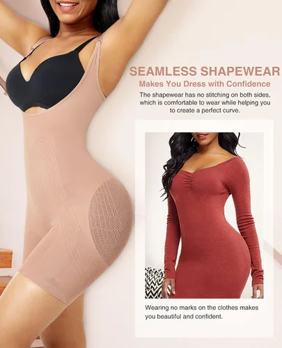 Vista 4 de Lover-Beauty Butt Lifting Shapewear Removable Straps Open Bust Tummy Control Body Shaper