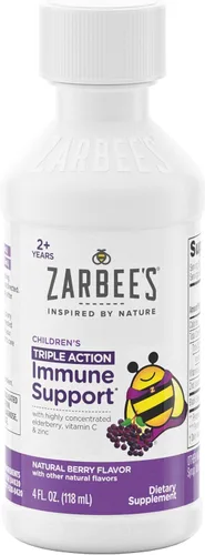 Vista 2 de Zarbee's Jarabe de saúco para niños, apoyo inmunológico diario con vitamina C y zinc, suplemento líquido para niños, sabor a bayas naturales, 4