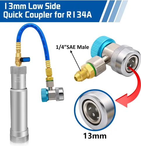 Vista 7 de Kit de Inyector de Aceite y Tinte de AC Boltigen, Herramientas de Inyección de Aceite y Tinte de A/C con Acoplados Rápidos Ajustables R134a R1234YF
