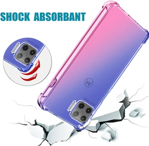 Vista 7 de Funda para Moto G 5G Plus/Moto One 5G con protector de pantalla de vidrio templado, transparente degradado delgado, a prueba de golpes, TPU