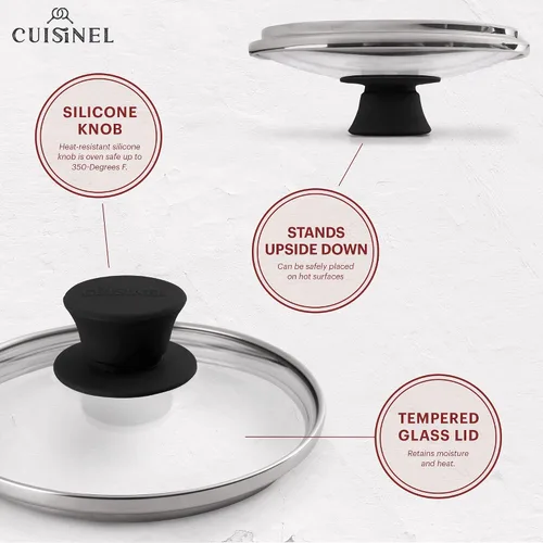 Vista 3 de Cuisinel Tapa de cristal – 6 pulgadas – Compatible con Lodge – Funda de repuesto templada totalmente montada – Apto para horno para sartenes – Para