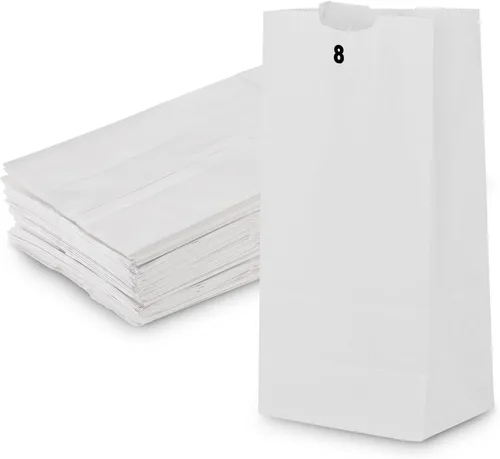 Vista 8 de MT Products Bolsas de papel kraft de 8 libras. Bolsas de almuerzo de papel desechables perfectas para ir de compras - Paquete de 100