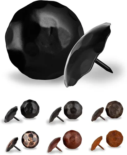 Vista 24 de 10 Pack 0.75" Round Head Iron Clavos Decorative Nails – Black – Handmade Rustic Round Fasteners for Farmhouse Shutters, Faux Wood Beams, Barn Doors
