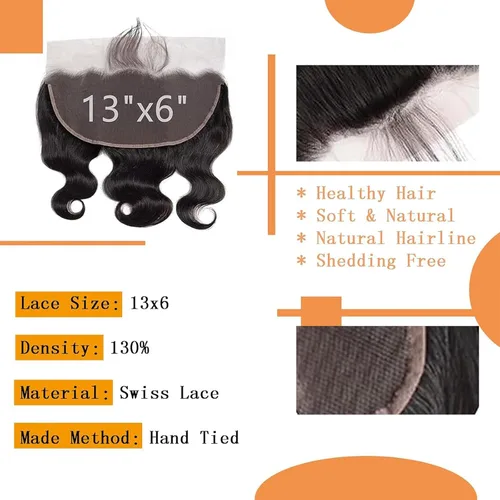 Vista 2 de Encaje frontal transparente HD de 13 x 6 pulgadas, prearrancado con abuelitos, línea capilar natural, cierre frontal ondulado 12A, cabello humano