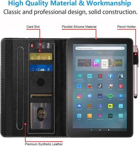 Vista 7 de Funda para tableta Amazon Fire Max 11 (11 pulgadas, 13ª generación, versión 2023) con ranura para tarjetas y apagado y encendido automático, funda