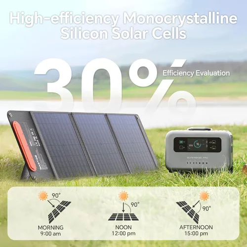 Vista 3 de Cargadores de panel solar portátil de 60 W con USB de 15 V y CC de 18 V, panel solar impermeable IP65 con bolsa de almacenamiento ligera, banco